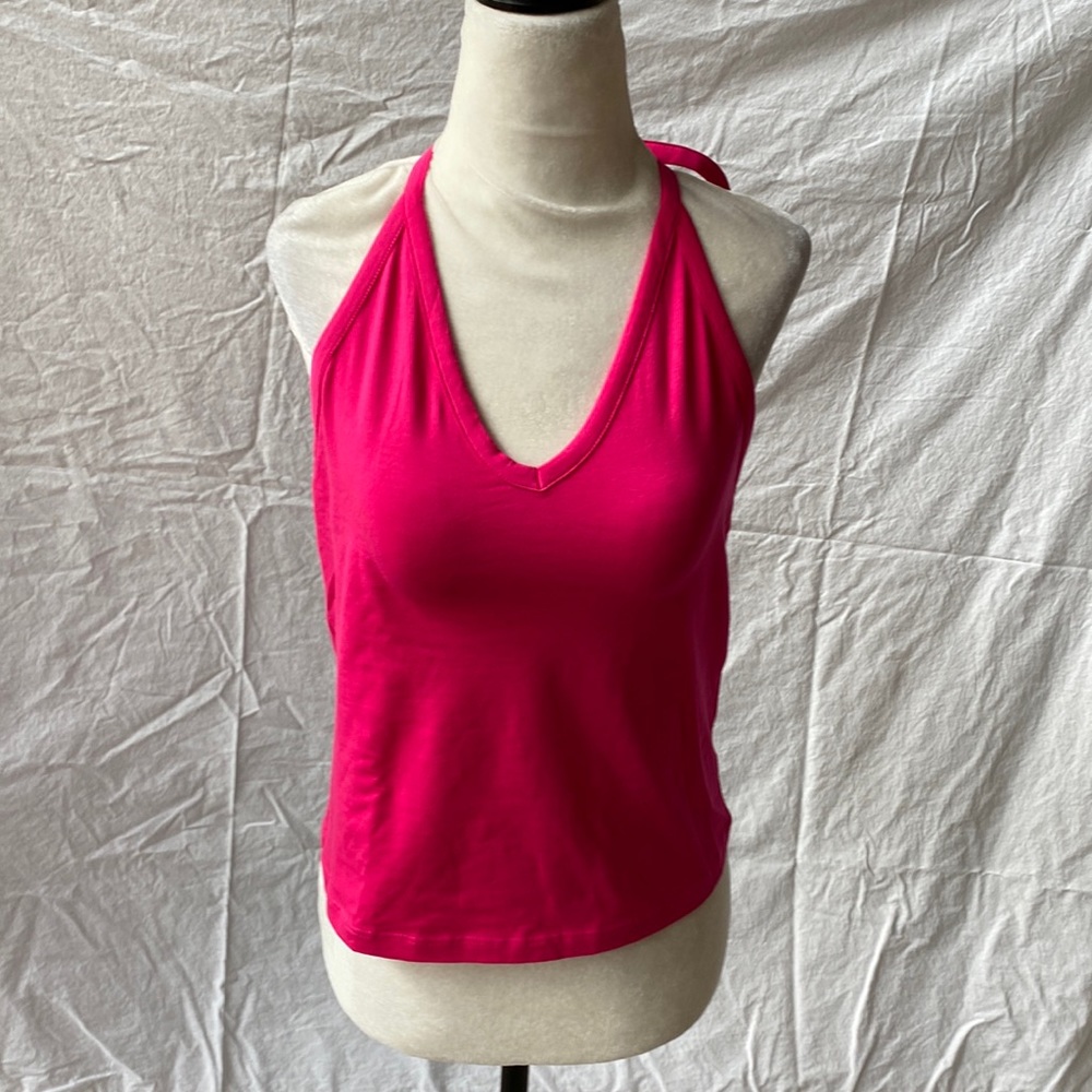 Anthropologie fuchsia halter top.